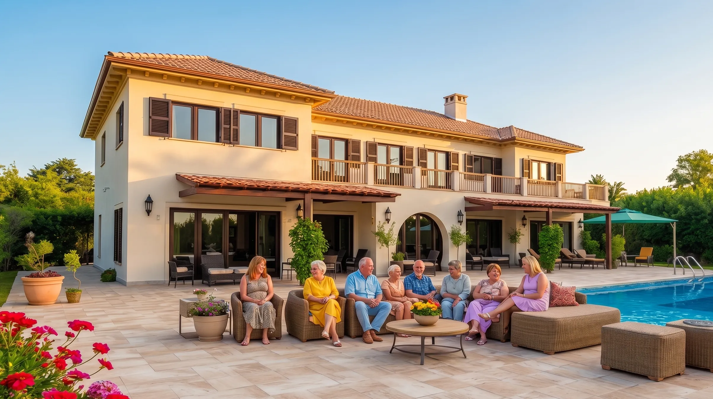 Multi-generational family enjoying a luxury villa in Cabo