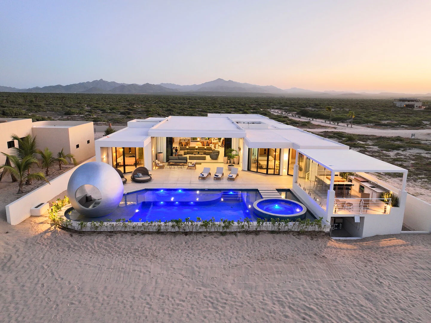 East Cape Los Cabos beachfront villa at sunset