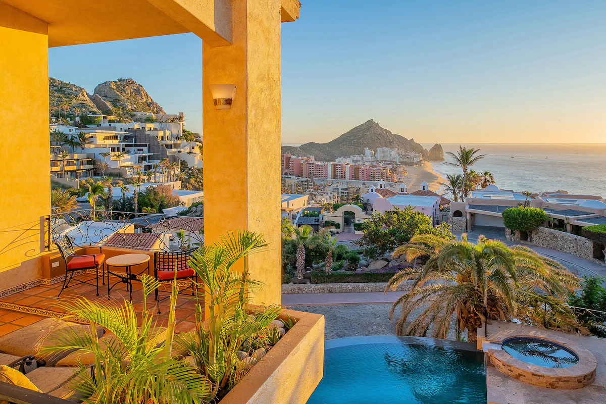 Luxury villa interior used as a hybrid workspace with ocean views in Cabo San Lucas