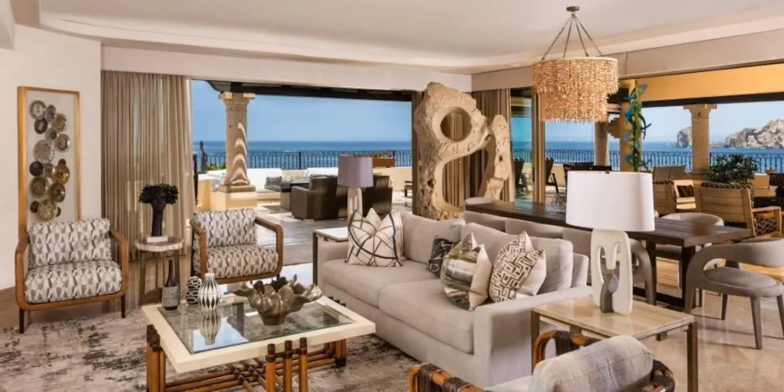 Luxury furniture and terrace at a villa in Pedregal