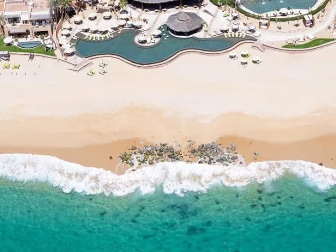 Aerial drone view of the exclusive Pedregal community in Cabo