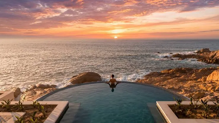 Renovated pool with ocean view at a luxury villa