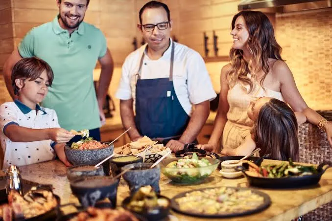 Private chef preparing a family dinner at a villa in Los Cabos