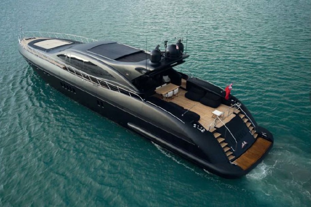 Aerial shot of the yacht, Mangusta.