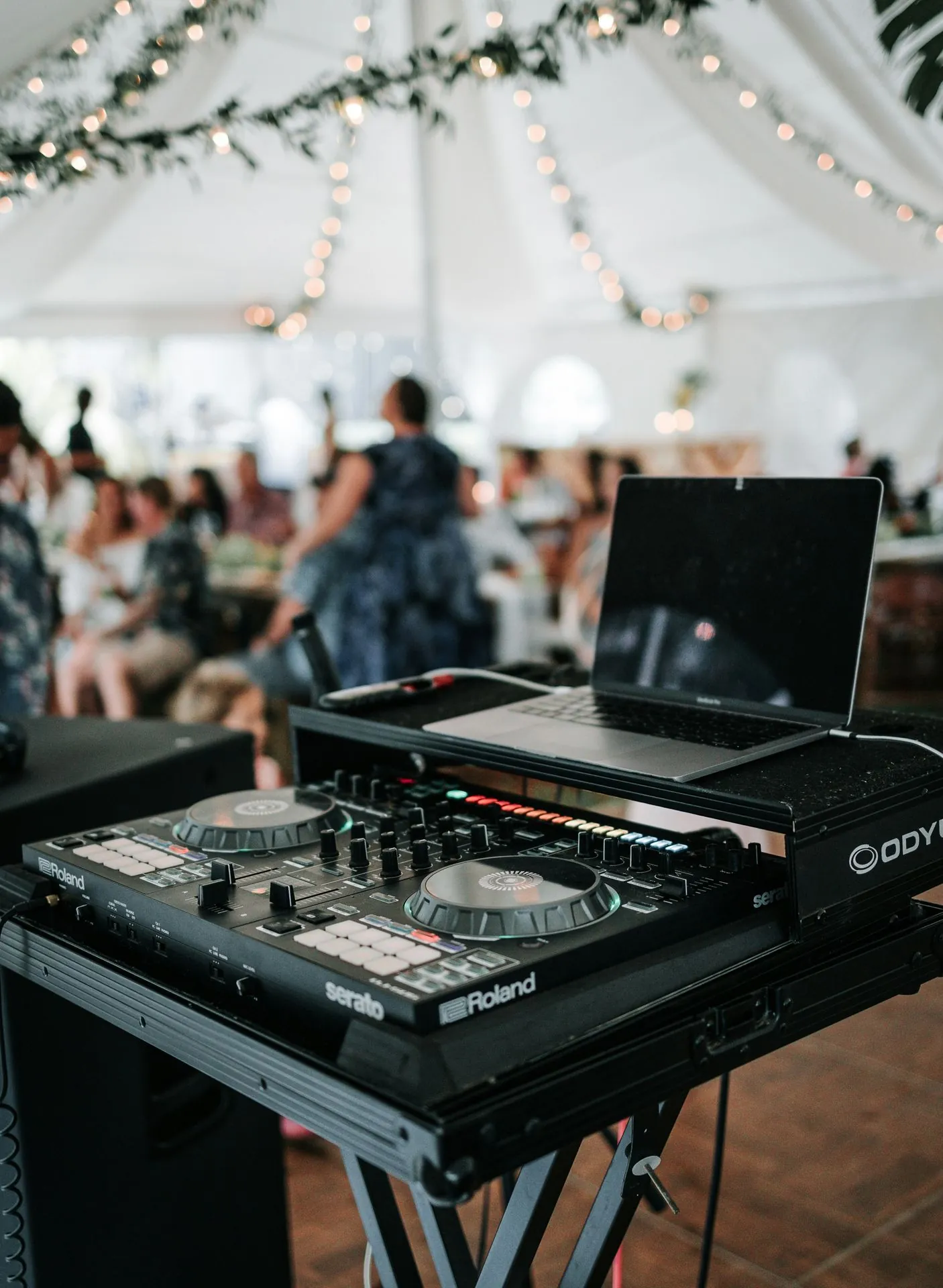 DJ booth at a wedding reception in Cabo San Lucas